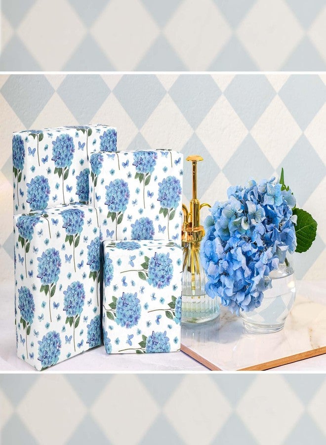 Sanixin 100 Sheets Watercolor Hydrangea Tissue Paper Blue Floral Butterfly Tissue Paper Decorative Tissue for Baby Shower, Wedding, Birthday Party Gift Packaging Supplies, 20 x 14 Inch - Image 5